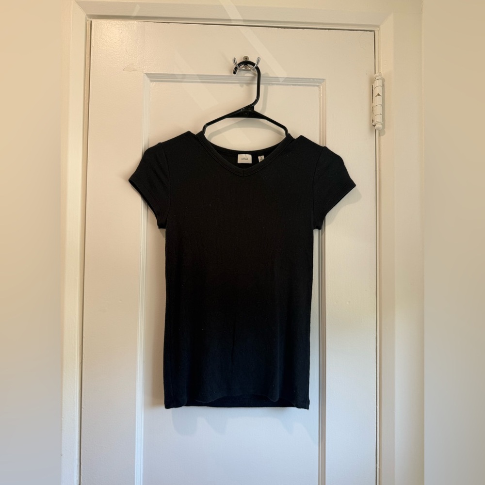 Black Ribbed T-Shirt by Wilfred